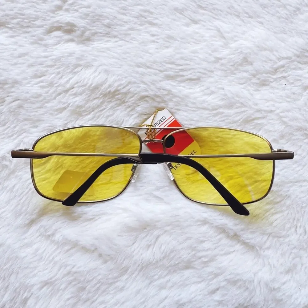 Oscar Clear Yellow w/ Silver Rim Aviator Sunglasses